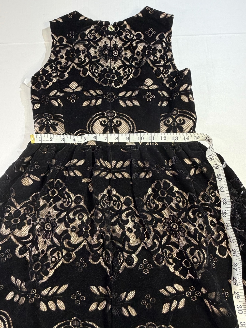 Tommy Hilfiger Black Lace Overlay Dress with Nude Underlay - Picture 14 of 15